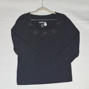 Requirements Black Embellished Sweater Size M